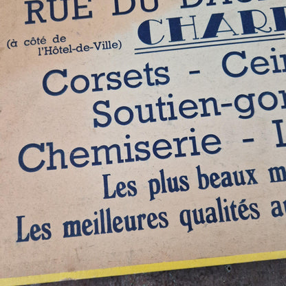 Carton publicitaire « Corsets, Lingerie, Soutien-gorge... »