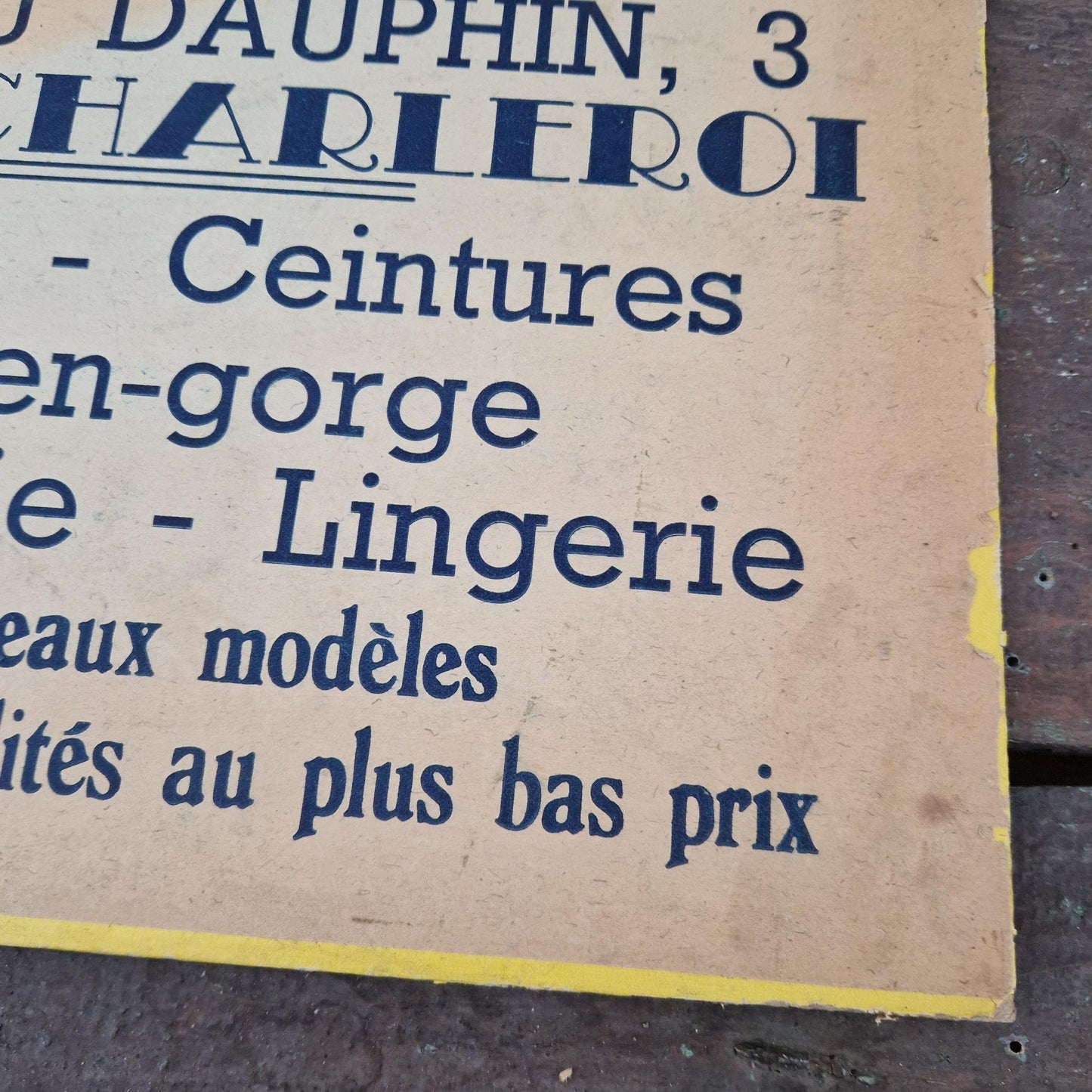Carton publicitaire « Corsets, Lingerie, Soutien-gorge... »
