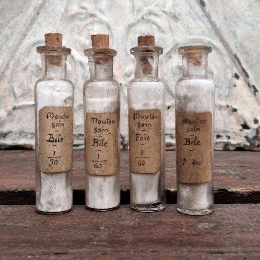 Set of 4 scientific vials "Healthy sheep - bile / liver" (l5)