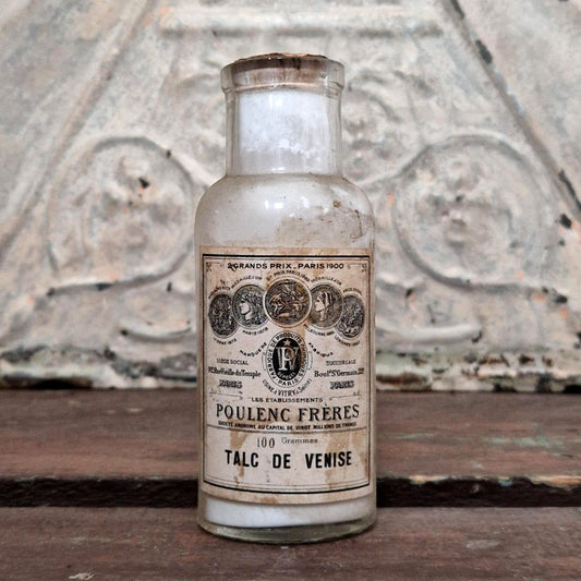 Flacon ancien « Talc de Venise Poulenc Frères », Vers 1900 (f38)