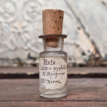 Antique vial "Spleen - Syphilitic rabbit - Dr. Reignier" (f41)