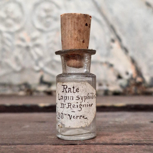 Antique vial "Spleen - Syphilitic rabbit - Dr. Reignier" (f41)