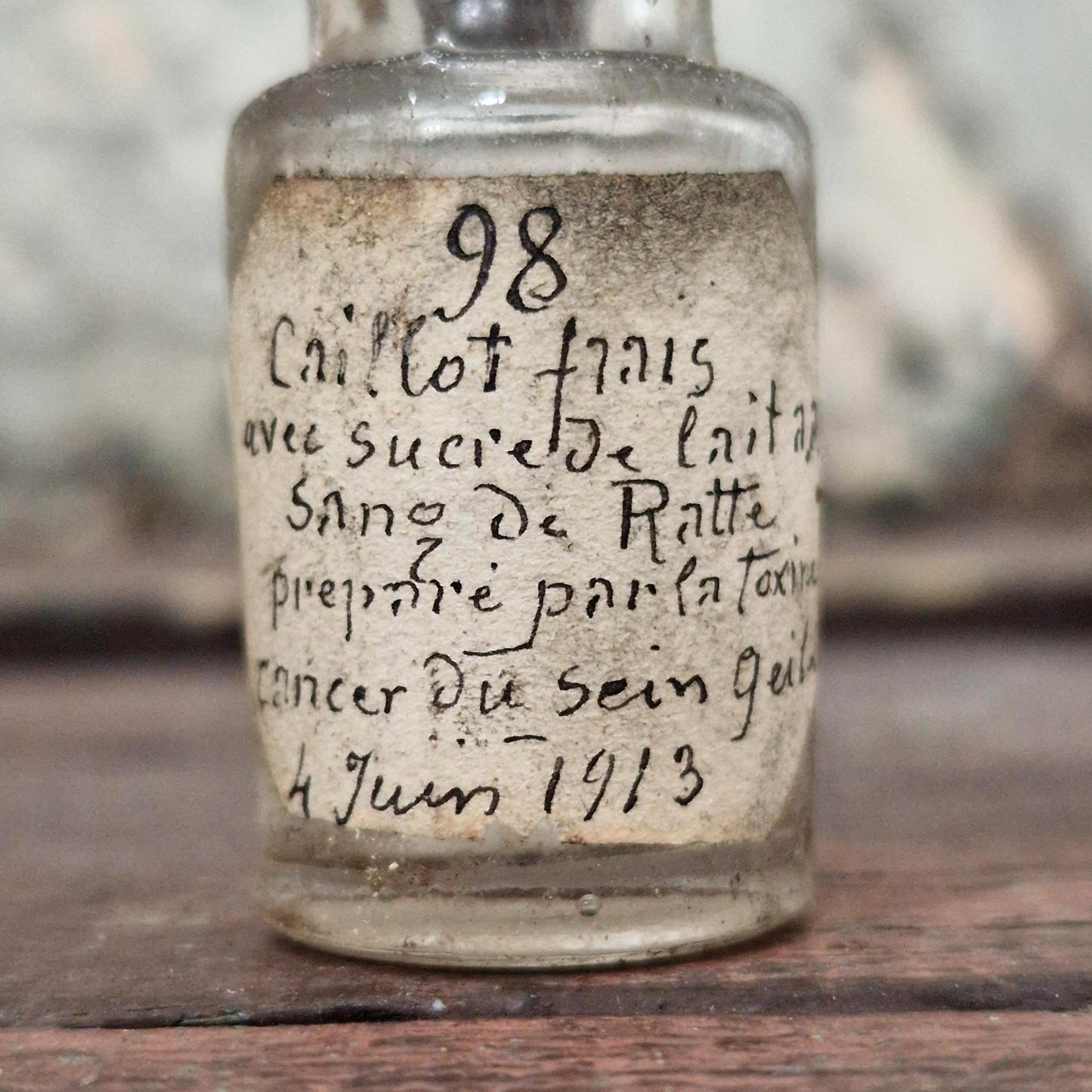 Bottle "Clot / rat spleen blood / breast cancer", 1913 (f12)