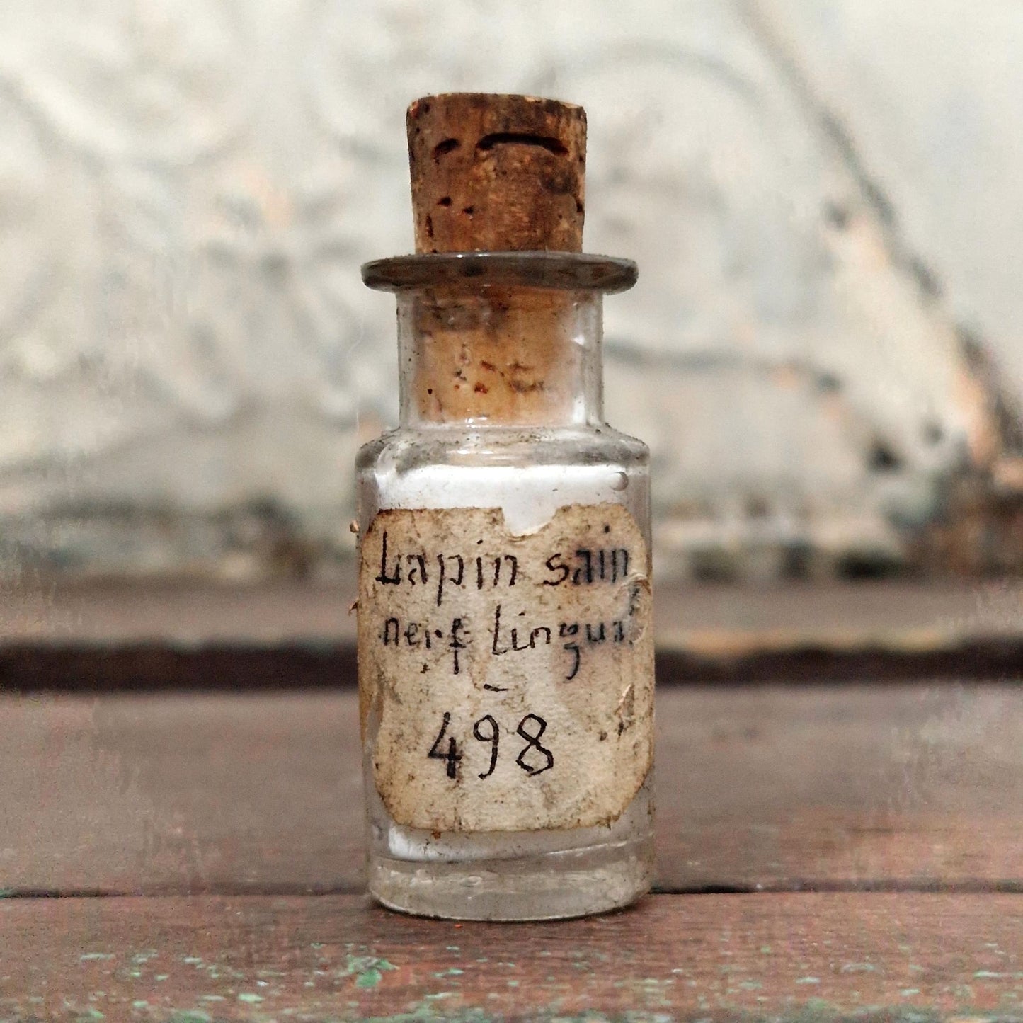 Old laboratory bottle "Healthy rabbit - lingual nerve" (f17)