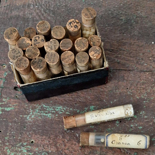 22 anciens tubes homéopathiques manuscrits  (c11)