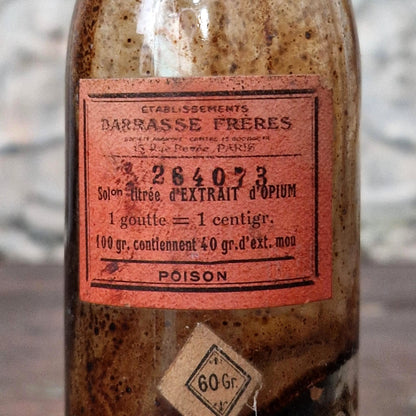 Ancien flacon « Extrait d’Opium - Poison », Darrasse Frères