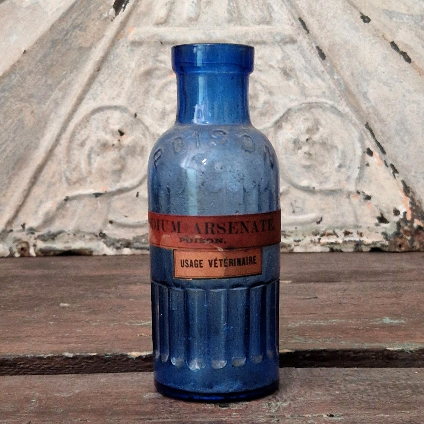 Rare flacon POISON bleu, « Sodium Arsenate - Poison »