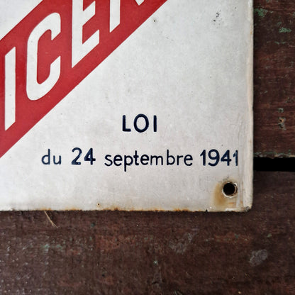 Ancienne plaque émaillée LICENCE IV - 59 (Nord)