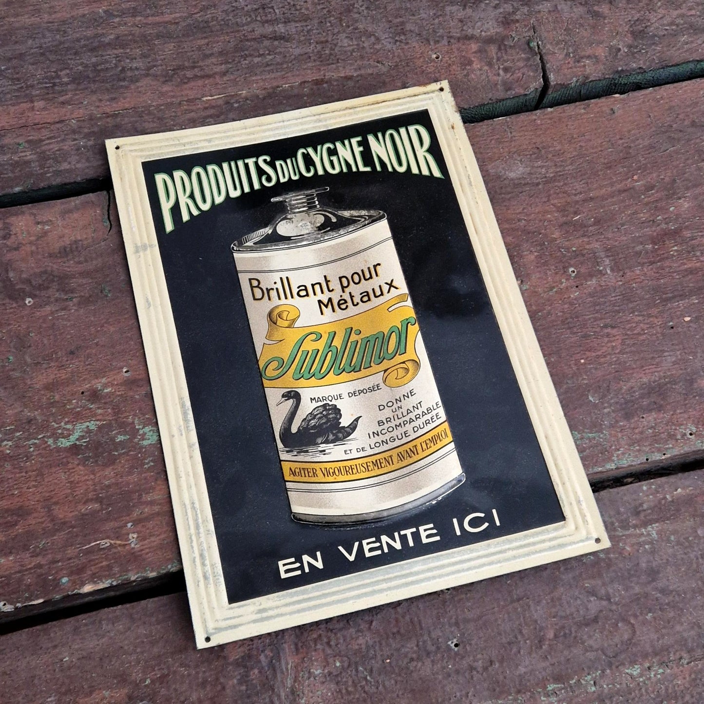 « Sublimor - Cygne Noir », ancienne plaque publicitaire
