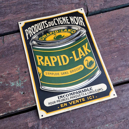« Rapid-Lak - Produits du Cygne Noir », tôle publicitaire