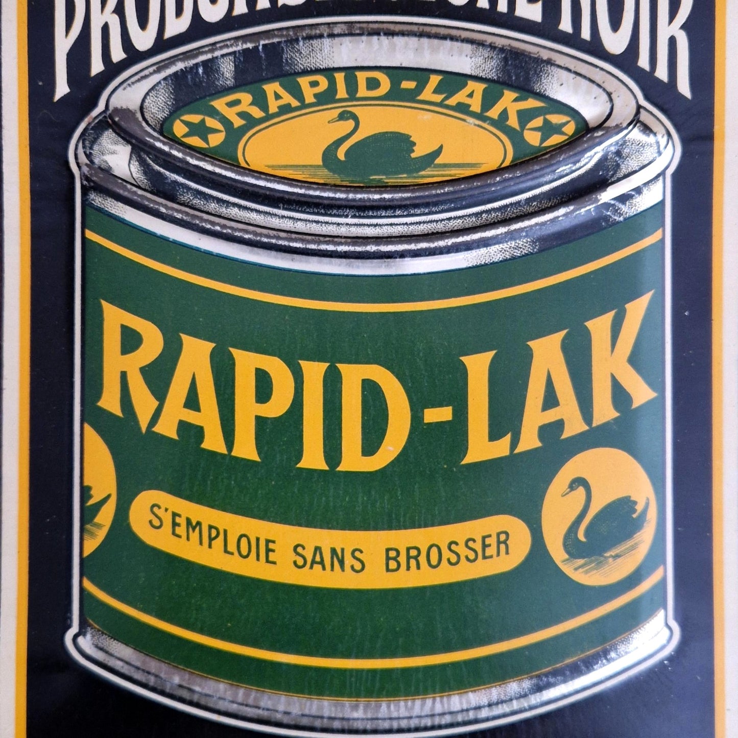 « Rapid-Lak - Produits du Cygne Noir », tôle publicitaire