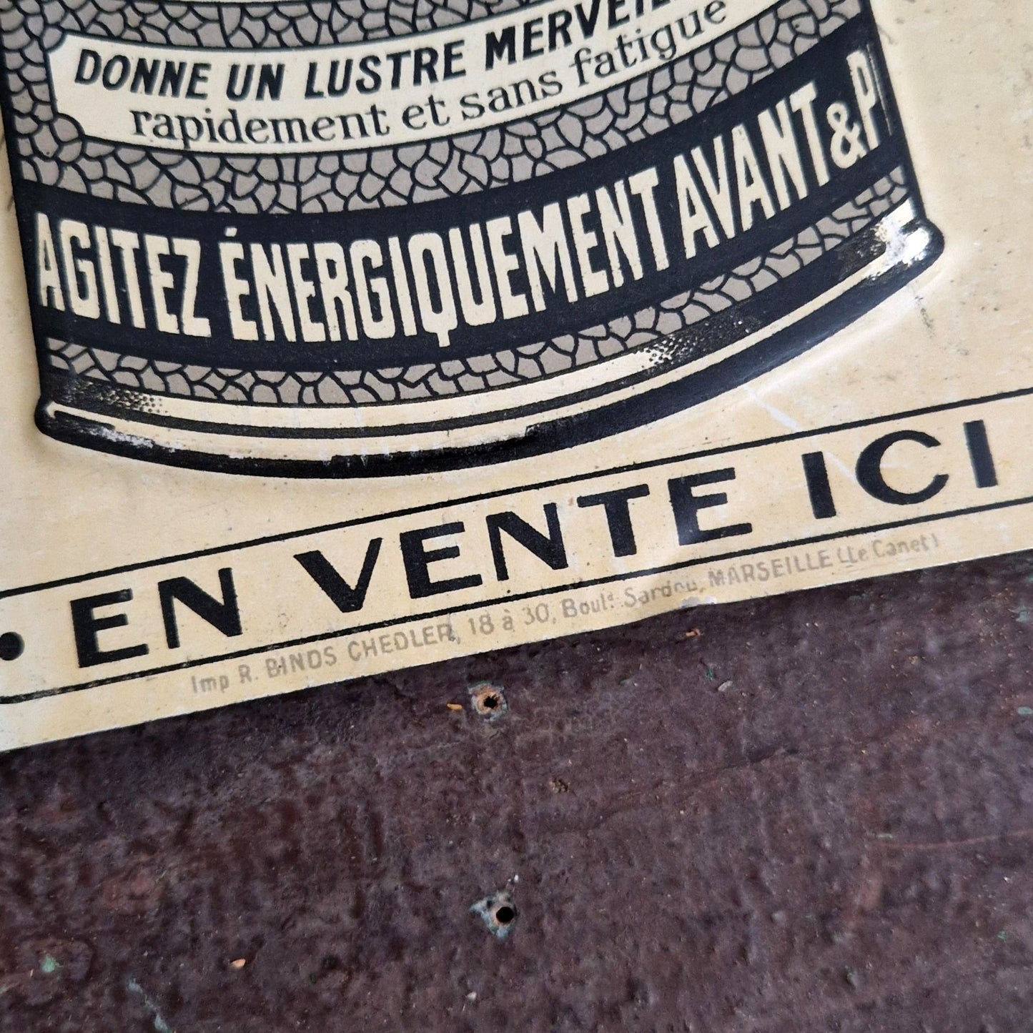 « STYX - Produits du Cygne Noir », tôle lithographiée