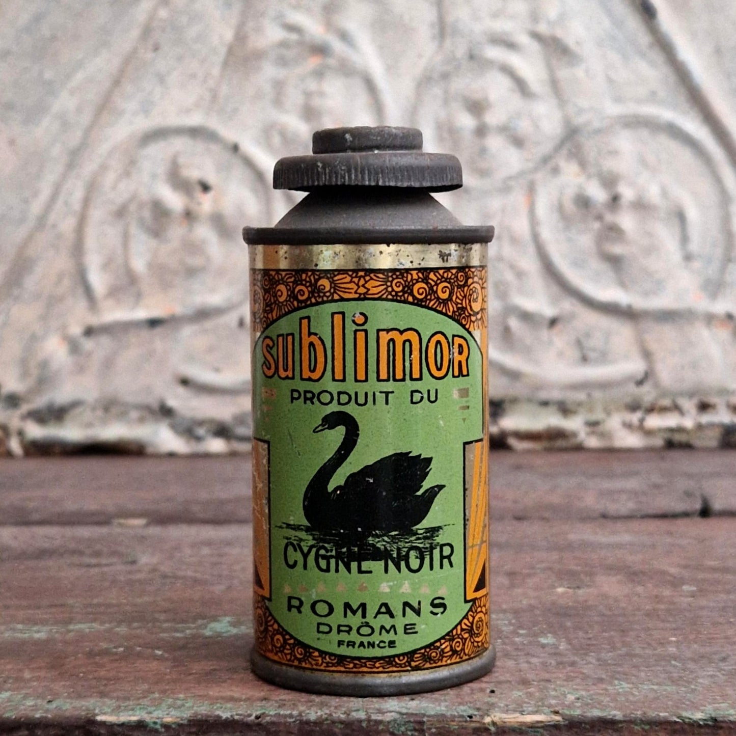 Boîte / Bidon ancien « Sublimor - Cygne Noir »