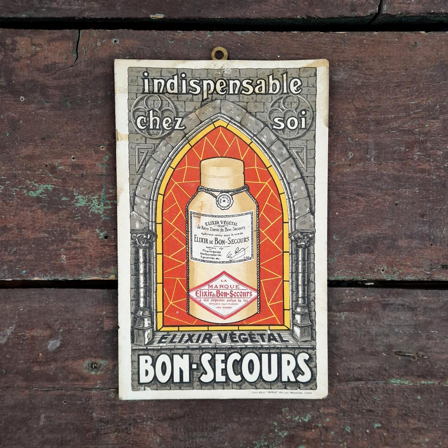 Advertising cardboard "Bon-Secours Herbal Elixir"