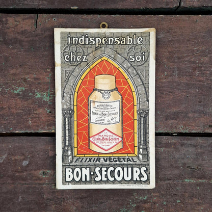 Advertising cardboard "Bon-Secours Herbal Elixir"