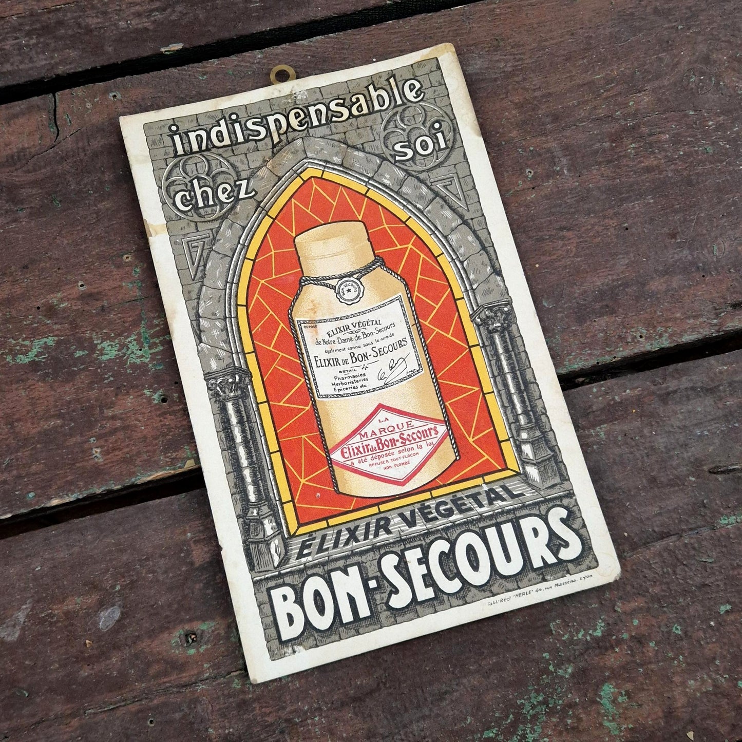 Advertising cardboard "Bon-Secours Herbal Elixir"