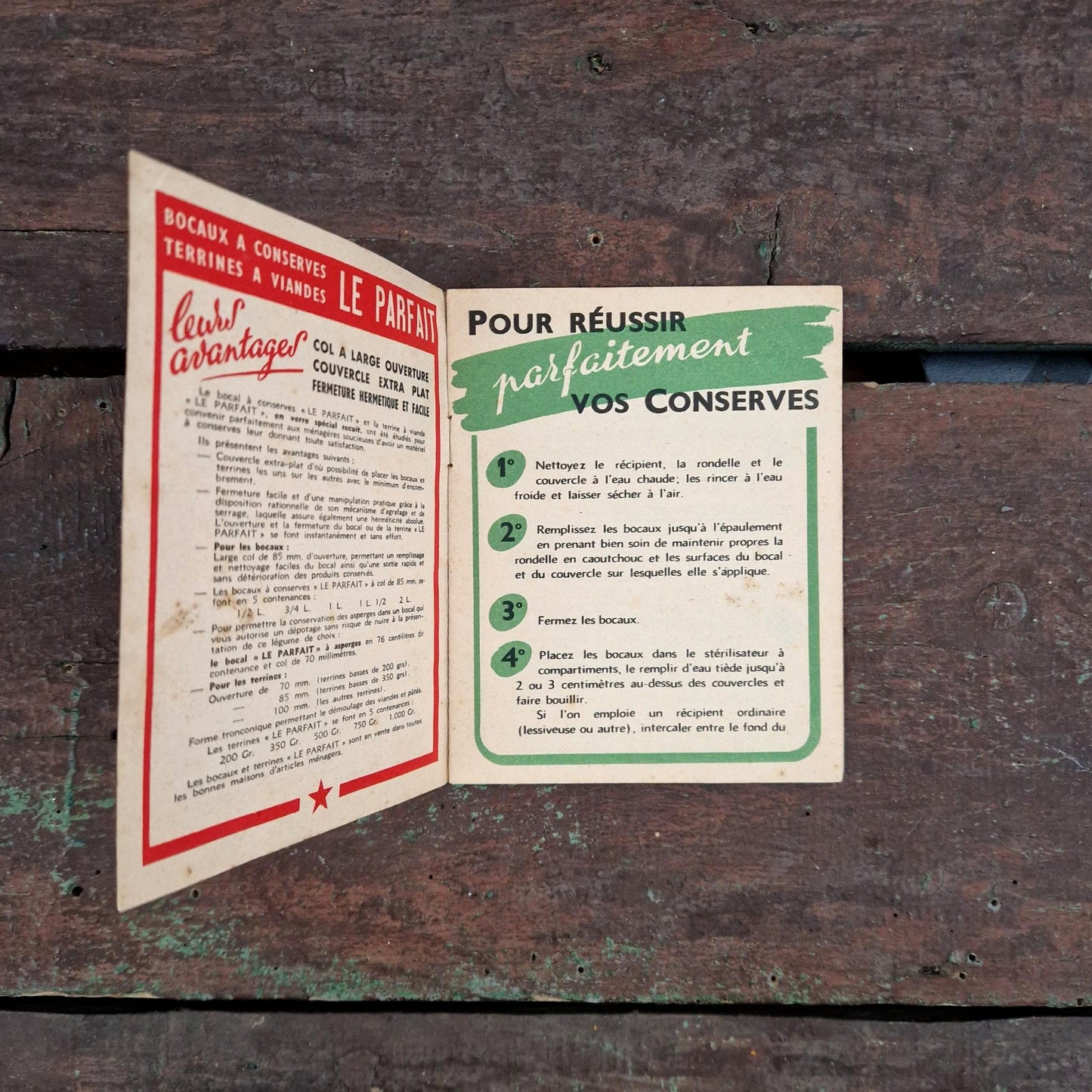 Dépliant publicitaire ancien « Bocaux Le Parfait »