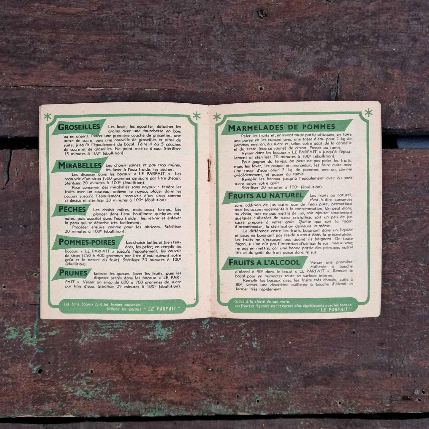 Dépliant publicitaire ancien « Bocaux Le Parfait »