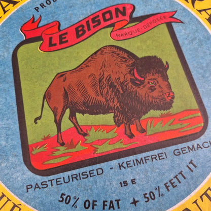 Étiquette fromagère ancienne XXL « Le Bison »