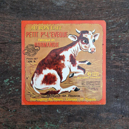 Étiquette ancienne « Petit Pont-l’Évêque - Au Bon Lait »