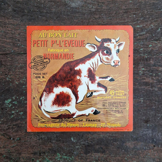 Étiquette ancienne « Petit Pont-l’Évêque - Au Bon Lait »