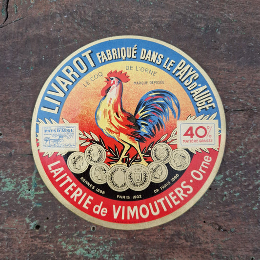 Étiquette ancienne « Livarot - Laiterie de Vimoutiers »