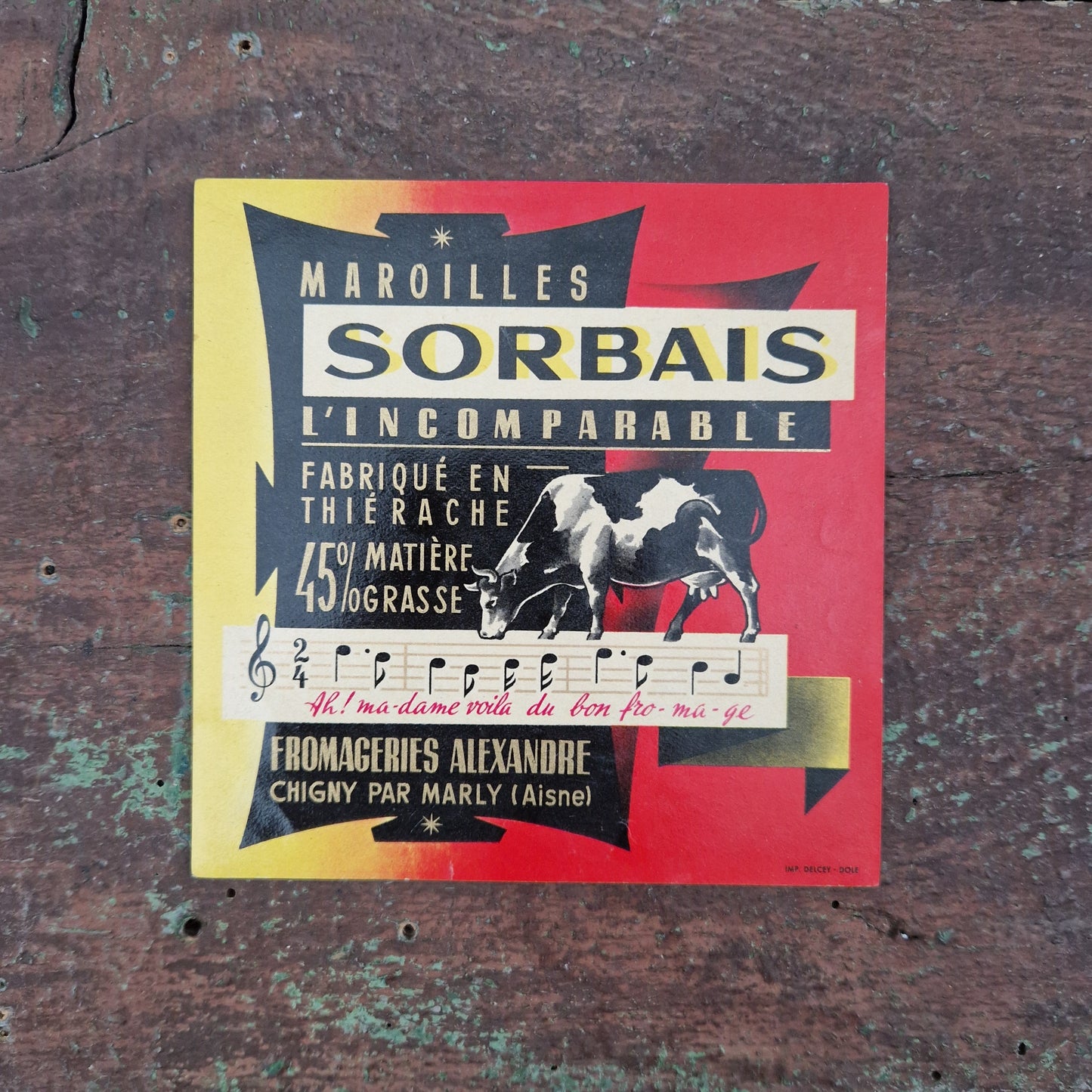 Étiquette ancienne « Maroilles Sorbais - L’Incomparable »