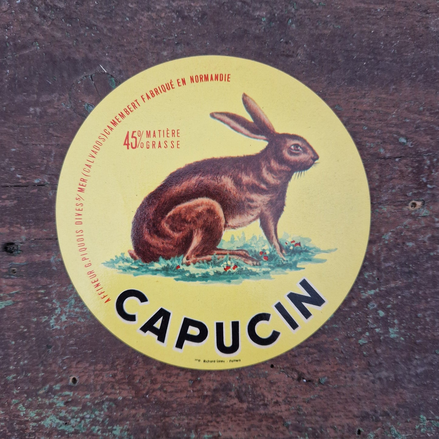 Cheese label "Capucin - Camembert de Normandie"