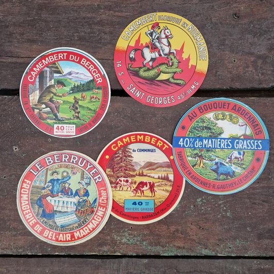 5 anciennes étiquettes de fromages