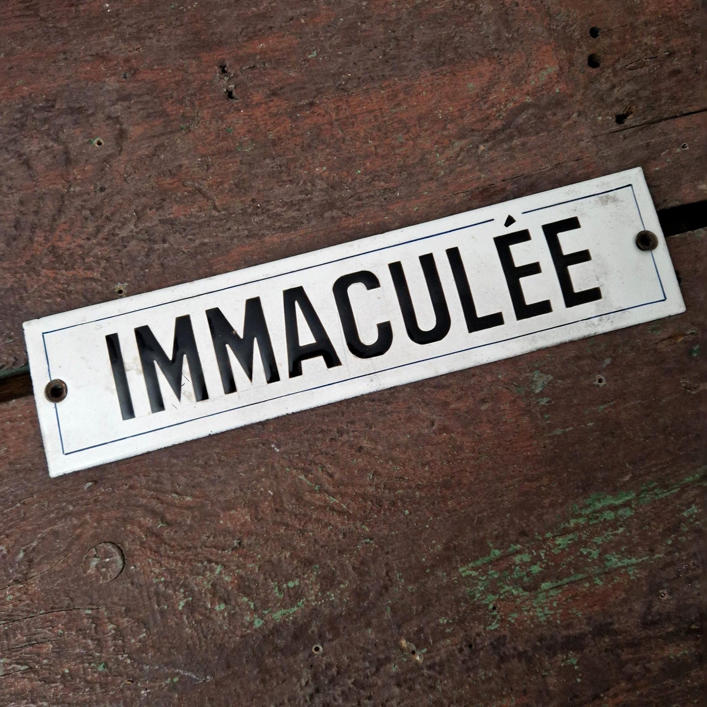 Plaque émaillée « Immaculée » - signalétique ancienne