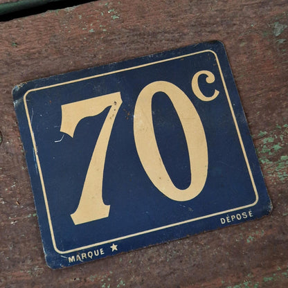 Ancienne plaque de prix « 70 c »