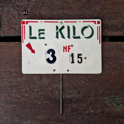 Plaque de prix ancienne  « Le Kilo ou Le 1/2 Kilo »