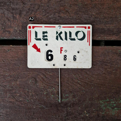 Plaque de prix ancienne  « Le Kilo ou Le 1/2 Kilo »