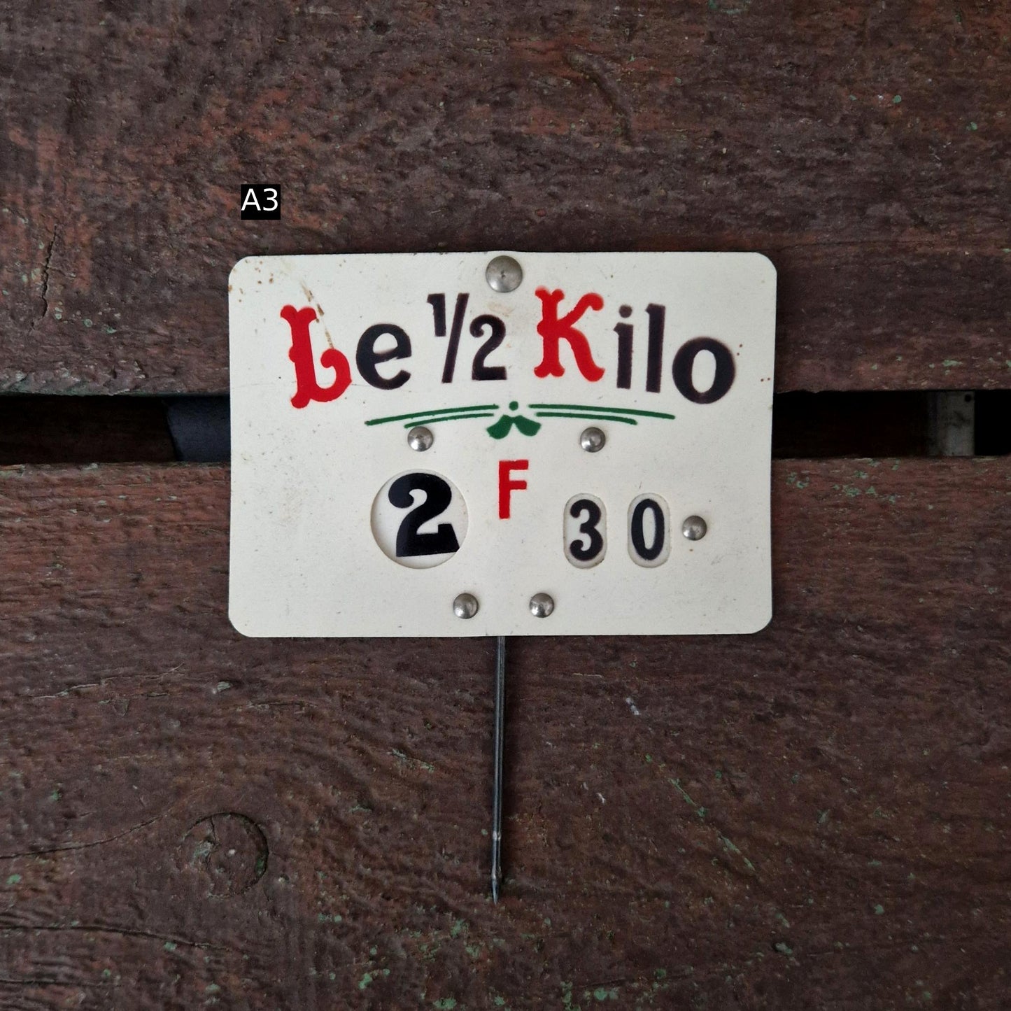 Plaque de prix ancienne  « Le Kilo ou Le 1/2 Kilo »