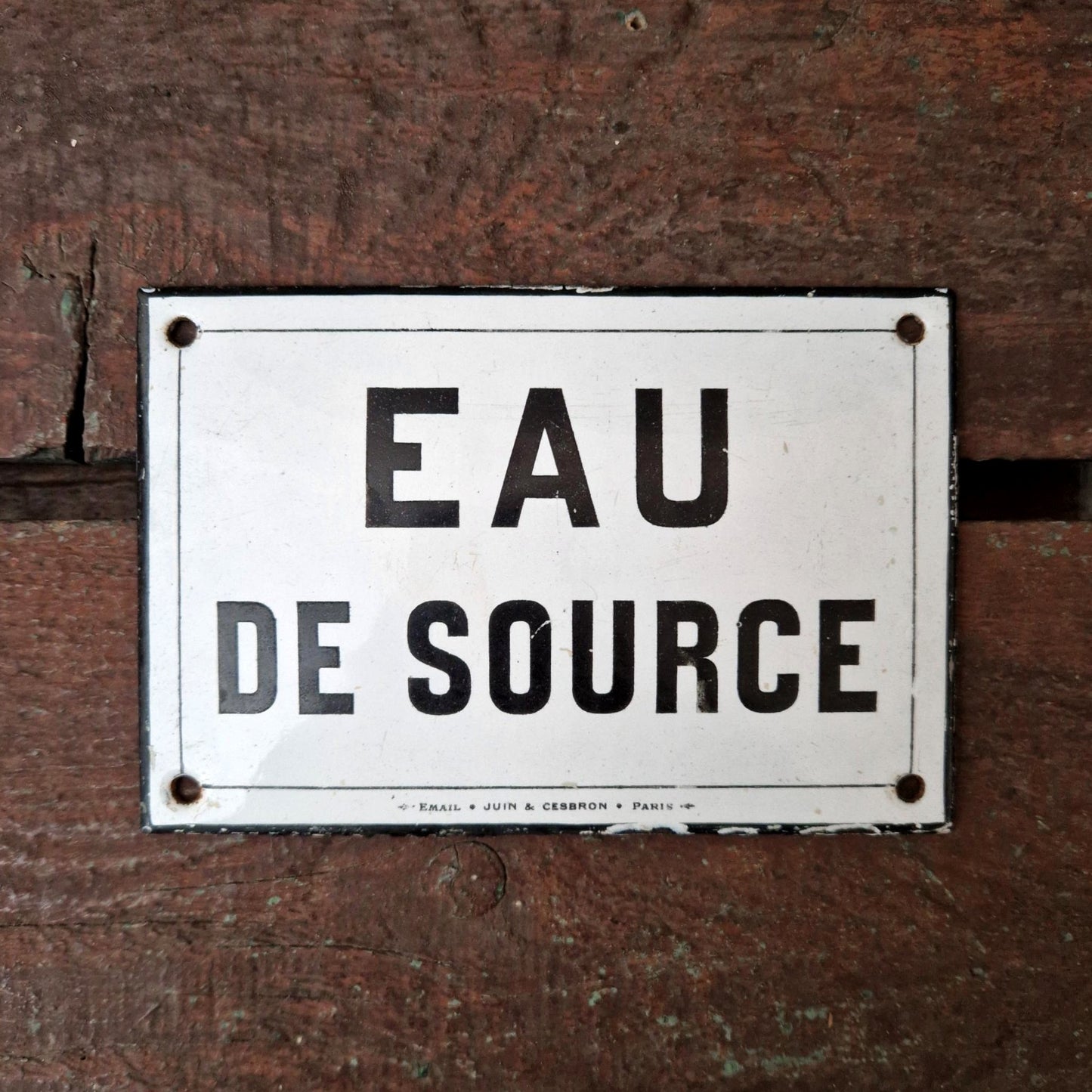 Enamelled sign "Spring Water" - Juin & Cesbron Paris