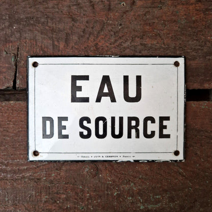 Enamelled sign "Spring Water" - Juin & Cesbron Paris