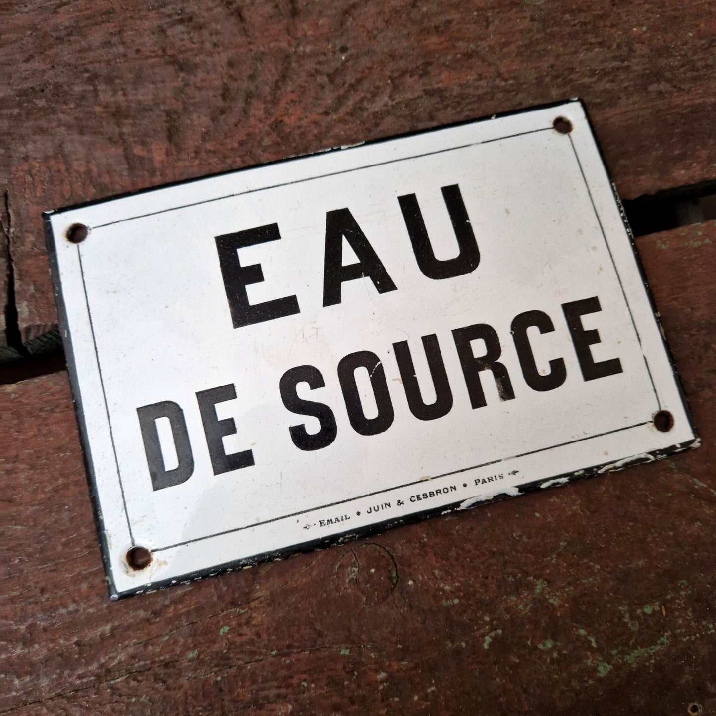 Enamelled sign "Spring Water" - Juin & Cesbron Paris