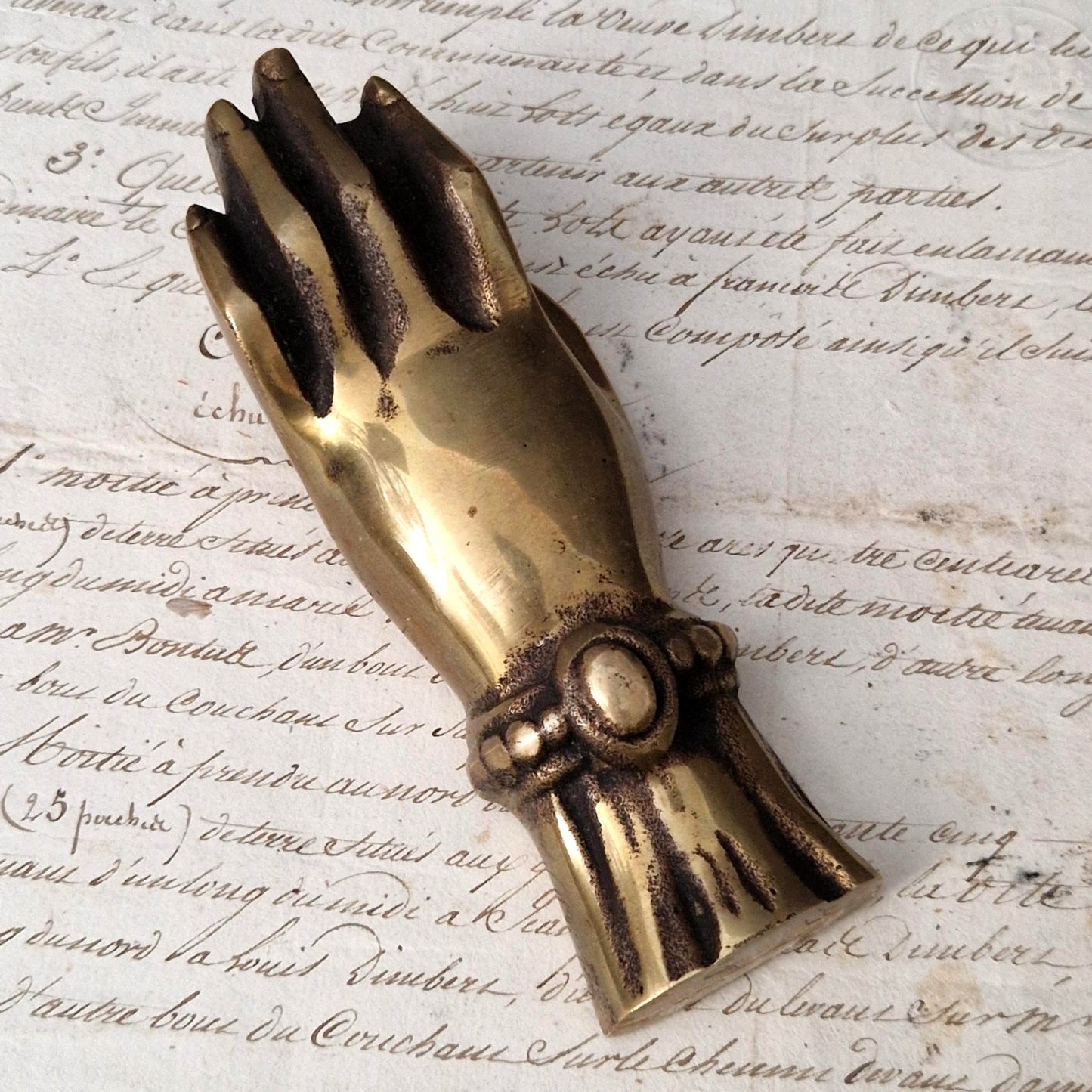 Modernist decorative solid brass hand