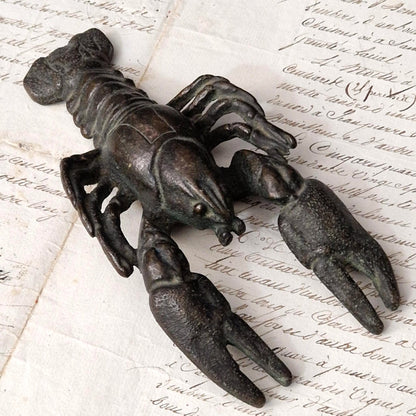 Ancienne Écrevisse en bronze patiné