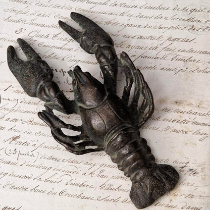 Ancienne Écrevisse en bronze patiné