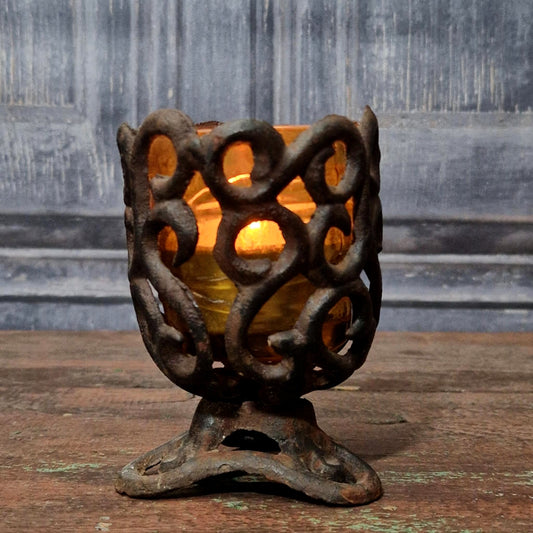 Brutalist Cast Iron Tealight Holder - Circa 1960