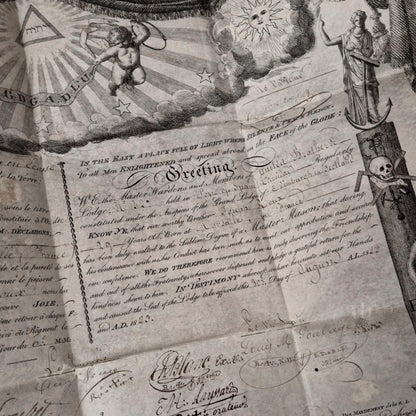Superb French / English Masonic certificate - 1823