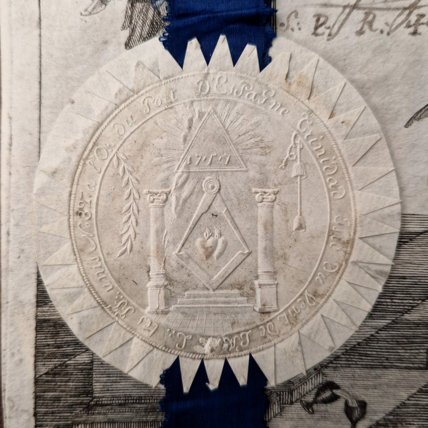 Superb French / English Masonic certificate - 1823