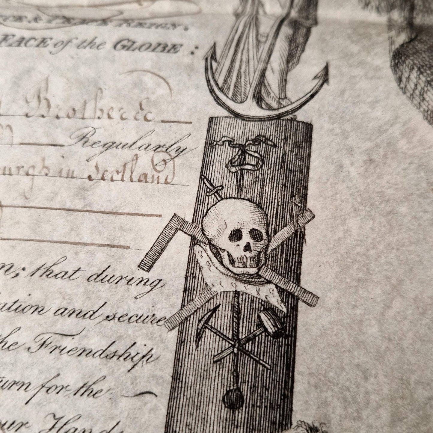 Superb French / English Masonic certificate - 1823