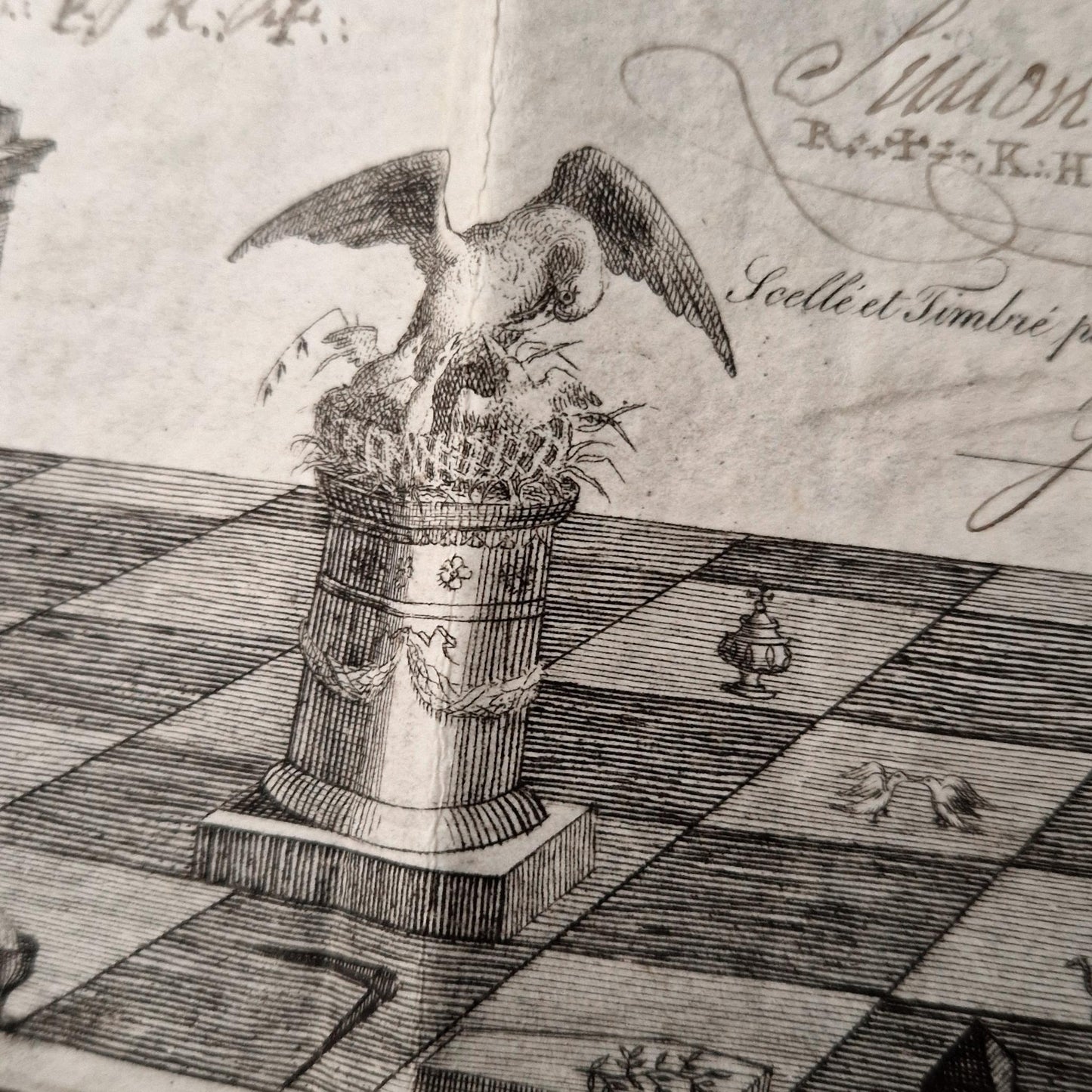 Superb French / English Masonic certificate - 1823
