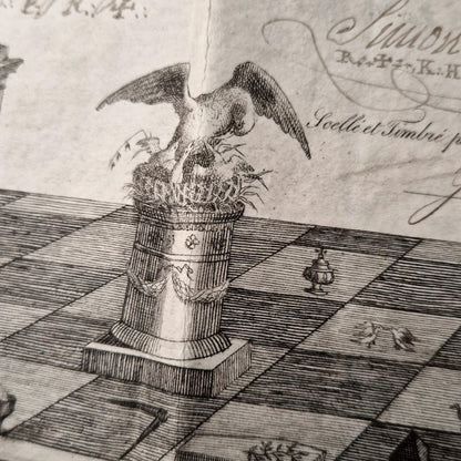 Superb French / English Masonic certificate - 1823