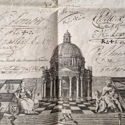 Superb French / English Masonic certificate - 1823