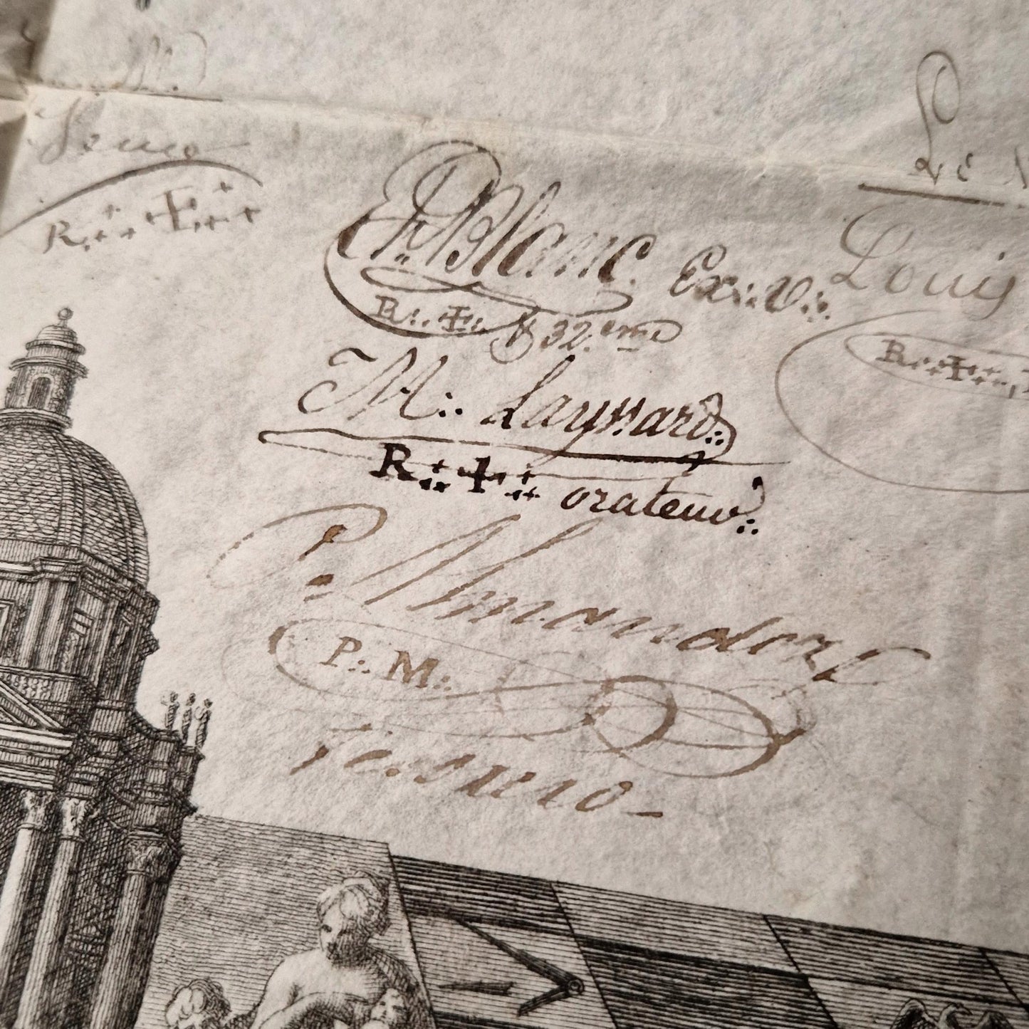 Superb French / English Masonic certificate - 1823