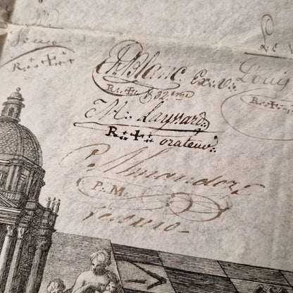 Superb French / English Masonic certificate - 1823