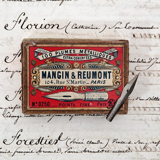 Rare boîte de plumes « Mangin & Reumont n°0250 », fin XIXe